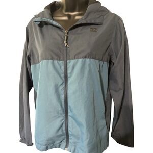 Billabong‎ Women's Blue Colorblock Hooded Rain Windbreaker Jacket